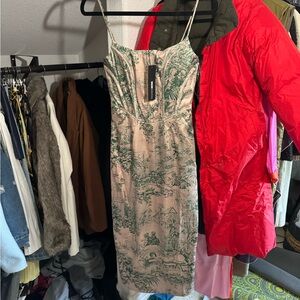 Green bustier satin dress